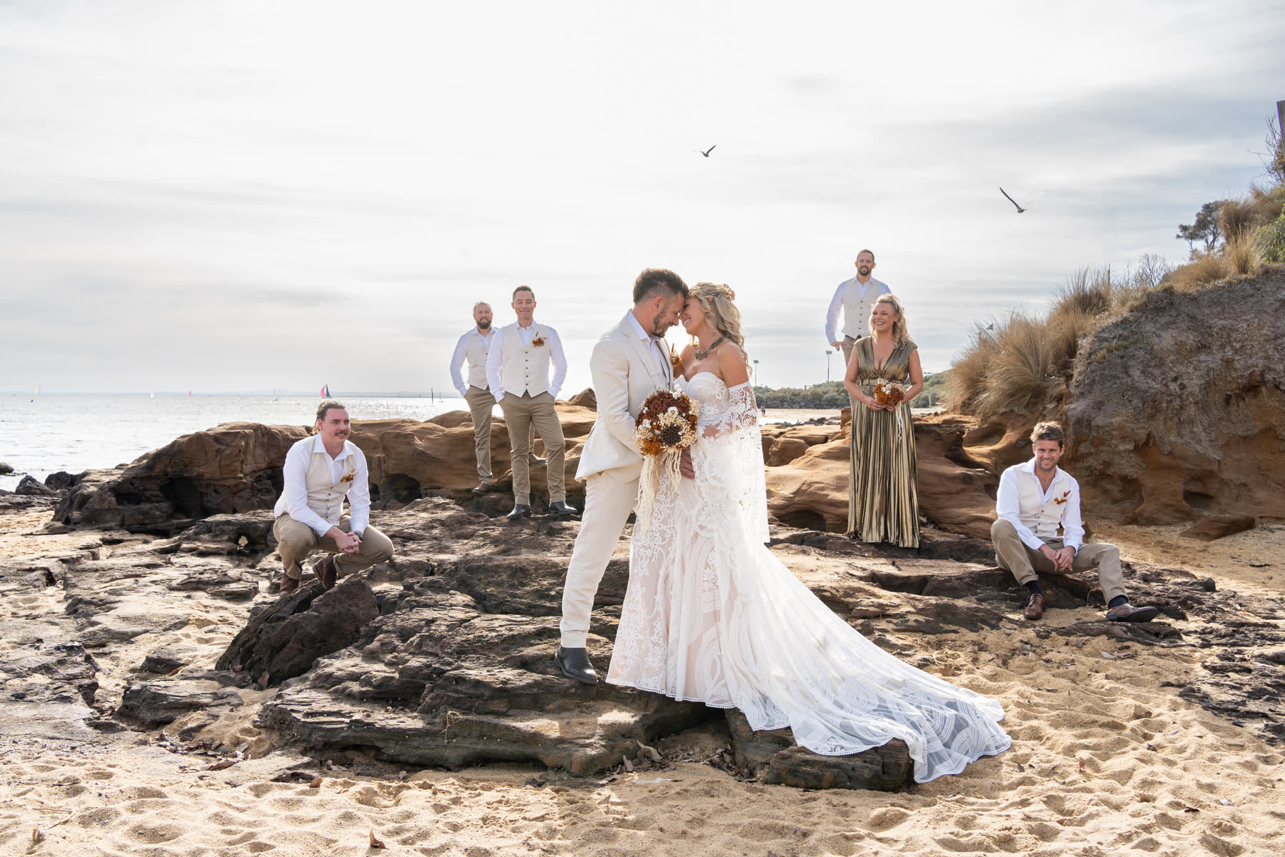 Wedding couple — one team films and photos