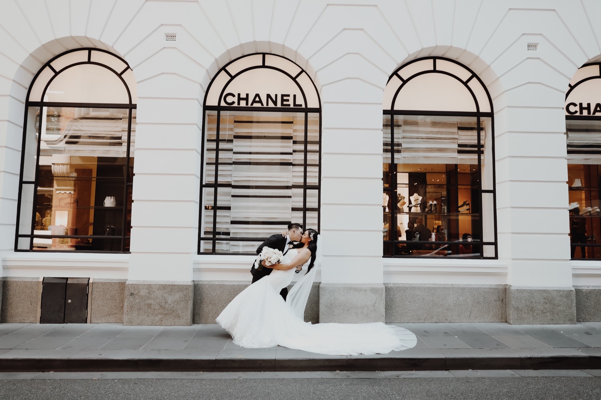 Wedding couple — one team films and photos